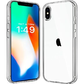 JJGoo Compatiable with iPhone X Case/iPhone Xs Case Clear, Transparent Shockproof Phone Case for iPhone X/XS, Slim Anti-Scratch Hard PC Back Protective Cover Bumper in Kuwait