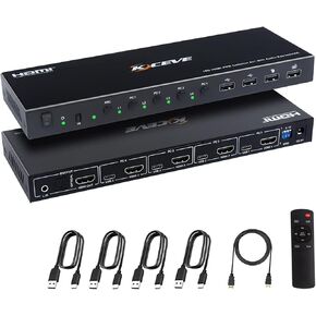 محول HDMI KVM 4 منافذ 4K@60 هرتز، محول MLEEDA KVM مع وظيفة الصوت وARC، 4 أجهزة كمبيوتر تشارك مجموعة واحدة من شاشة ماوس Keyborad و4 أجهزة USB، مع مفتاح Hotkey وجهاز تحكم عن بعد in Kuwait