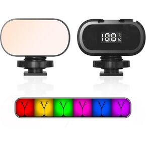 GPURUl RGB Video Light Mini Portabl,Photography Camera Light ,750mAh Rechargeable Adjustable Angle Dimmable Panel Lamp, for Camcorder Gopro,iPhone,Android Bracket Shooting. in Saudi Arabia