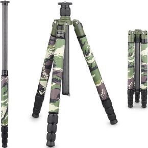 Carbon Fiber Tripod-INNOREL RT85CM Super Professional Stand with Low Gravity Center 360° Panoramic Ballhead and Green Camouflage Leg Covers for Digital DSLR Camera in Saudi Arabia