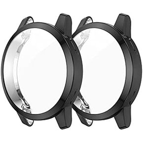 Compatible with Garmin Vivoactive 4/ Venu 2 Case, Premium Soft TPU Screen Protector All-Around Protective Bumper Shell Cover for Vivoactive 4 Smartwatch (2Black)