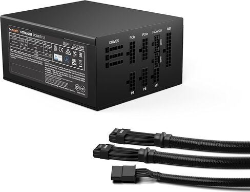 كن هادئاً! BN518 Straight Power 12-1500w 80 Plus Platinum، ATX 3.0، مصدر طاقة معياري، لوحدات معالجة الرسومات PCIe 5.0 ووحدات معالجة الرسومات مع موصلات 6 + 2 دبوس، صامت 135 مم يكون هادئًا! مروحة - BN518 in Kuwait