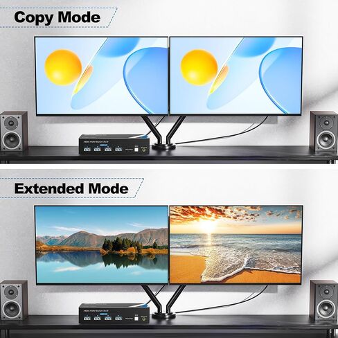 NEWCARE 4K@60Hz KVM Switch HDMI 2 Port, KVM Switch for 2PCs Share One HD Monitor 4 USB 3.0 Port Keyboard Mouse, HDMI KVM Switch 2x1 Support Desktop Controller, 2 USB Cable Included in Saudi Arabia
