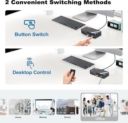NEWCARE 4K@60Hz KVM Switch HDMI 2 Port, KVM Switch for 2PCs Share One HD Monitor 4 USB 3.0 Port Keyboard Mouse, HDMI KVM Switch 2x1 Support Desktop Controller, 2 USB Cable Included in Saudi Arabia
