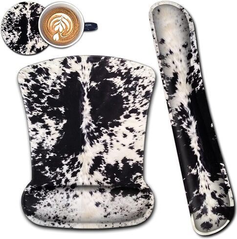 Ergonomic Mouse Pad Wrist Support and Memory Foam Keyboard Wrist Rest Set,Gel Mouse Mat with Non-Slip PU Base,Keyboard Palm Rest for Home Office Wireless Gaming Black Mouse Pad Leopard Pattern in Saudi Arabia