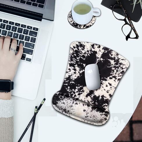 Ergonomic Mouse Pad Wrist Support and Memory Foam Keyboard Wrist Rest Set,Gel Mouse Mat with Non-Slip PU Base,Keyboard Palm Rest for Home Office Wireless Gaming Black Mouse Pad Leopard Pattern in Saudi Arabia