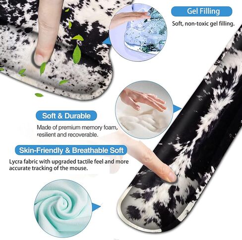 Ergonomic Mouse Pad Wrist Support and Memory Foam Keyboard Wrist Rest Set,Gel Mouse Mat with Non-Slip PU Base,Keyboard Palm Rest for Home Office Wireless Gaming Black Mouse Pad Leopard Pattern in Saudi Arabia