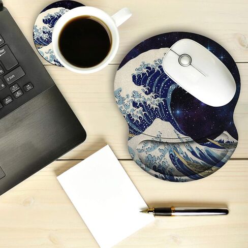 Ergonomic Gel Mouse Wrist Rest Pad and Keyboard Pad Set,Anti-Slip PU Bottom Easy Typing and Relieve Wrist Pain with Cute Coaster Set (3-Quote Bible Verses Psalm 46:10) in Saudi Arabia