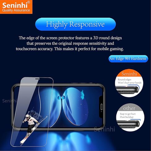 seninhi [3+3 عبوات] لهاتف Apple iphone 11 (6.1 بوصة) واقي شاشة 3 عبوات + واقي عدسة الكاميرا 3 عبوات، واقي شاشة من الزجاج المقسى iphone11 [مع إطار سهل التركيب] [صلابة 9H] [مضاد للخدش] [خالٍ من الفقاعات] - شفاف in Kuwait