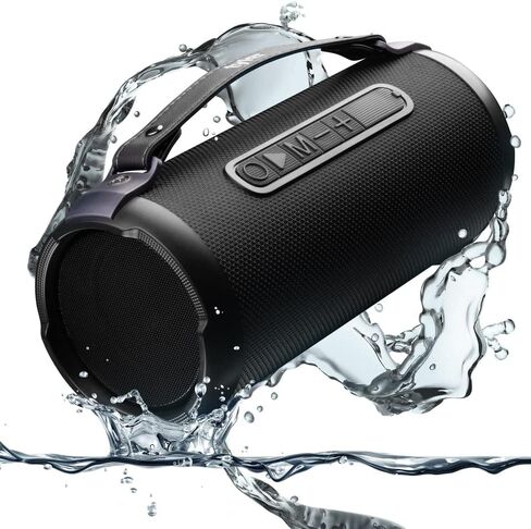 تايلر مكبر صوت بلوتوث لاسلكي مقاوم للماء طويل المدى 300 واط قابل لاعادة الشحن بمنفذ USB وMP3 وMicro SD وAUX وراديو اف ام وحزام حمل خفيف الوزن للمنزل والاماكن الخارجية in Saudi Arabia