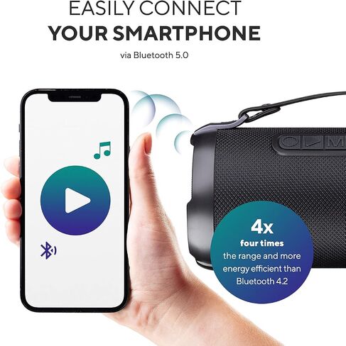 تايلر مكبر صوت بلوتوث لاسلكي مقاوم للماء طويل المدى 300 واط قابل لاعادة الشحن بمنفذ USB وMP3 وMicro SD وAUX وراديو اف ام وحزام حمل خفيف الوزن للمنزل والاماكن الخارجية in Saudi Arabia