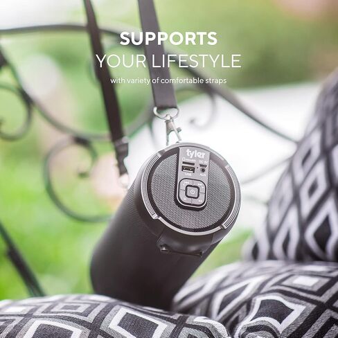 تايلر مكبر صوت بلوتوث لاسلكي مقاوم للماء طويل المدى 300 واط قابل لاعادة الشحن بمنفذ USB وMP3 وMicro SD وAUX وراديو اف ام وحزام حمل خفيف الوزن للمنزل والاماكن الخارجية in Saudi Arabia