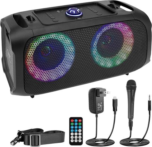 Pyle Wireless Portable Bluetooth Boombox Speaker - 500W Rechargeable Boom Box Speaker Portable Barrel Loud Stereo System - Flashing LED, FM Radio/Aux/MP3/USB Flash Drive/Micro SD, & 1/4 in -PPHP652B in Saudi Arabia