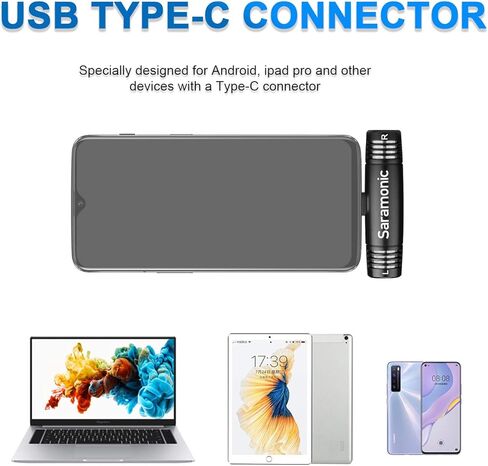 ميكروفون سارامونيك USB-C، SPMIC510UC ميكروفون مكثف ستيريو مدمج التوصيل والتشغيل ميكروفون من النوع C متوافق مع iPad Pro وSamsung Galaxy وLG وHTC Google وأجهزة أخرى من نوع USB-C للفيديو in Kuwait