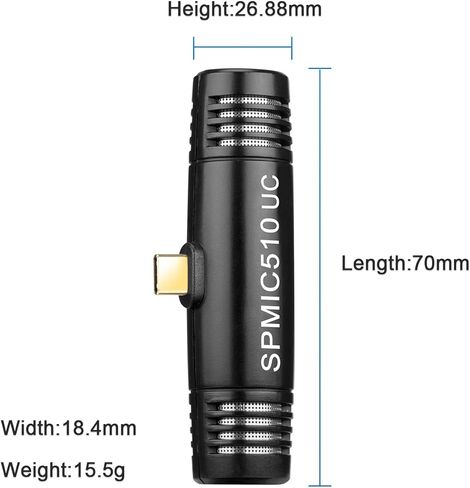 ميكروفون سارامونيك USB-C، SPMIC510UC ميكروفون مكثف ستيريو مدمج التوصيل والتشغيل ميكروفون من النوع C متوافق مع iPad Pro وSamsung Galaxy وLG وHTC Google وأجهزة أخرى من نوع USB-C للفيديو in Kuwait