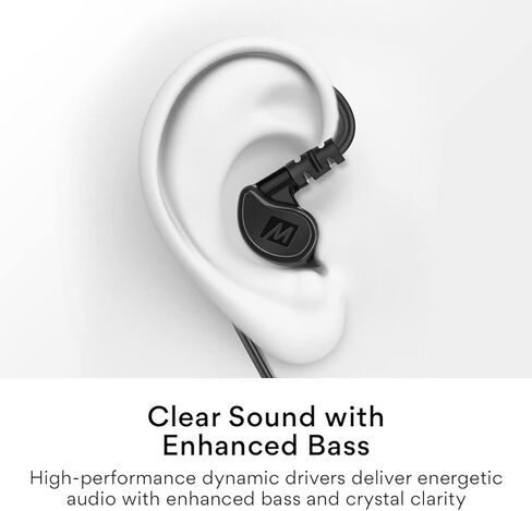 سماعات أذن سلكية MEE audio M6 Sport USB-C مع خطافات أذن سلكية للذاكرة، سماعة رأس USB من النوع C مع ميكروفون وجهاز تحكم عن بعد بثلاثة أزرار، سماعات أذن عازلة للضوضاء للجري/الجيم/التمرينات، أسود in Kuwait