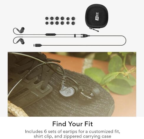 سماعات أذن سلكية MEE audio M6 Sport USB-C مع خطافات أذن سلكية للذاكرة، سماعة رأس USB من النوع C مع ميكروفون وجهاز تحكم عن بعد بثلاثة أزرار، سماعات أذن عازلة للضوضاء للجري/الجيم/التمرينات، أسود in Kuwait