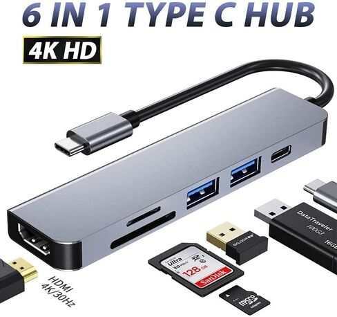 axGear USB C Hub محول متعدد المنافذ 6 في 1 مع دقة 4K HDMI لـ USB C in Saudi Arabia