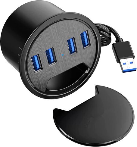 حلقة تثبيت مكتبية، موزع USB 3.0 بـ4 منافذ، نقل بيانات 5 جيجابايت في الثانية مع سلك 5.5 قدم لقطر 2.36 انش او 60 ملم، ملحقات مكتبية، للكمبيوتر الشخصي وذاكرة فلاش وحافظة الأقراص الصلبة وغيرها من الاجهزة in Kuwait
