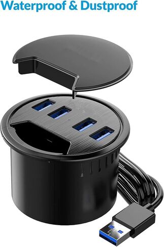 حلقة تثبيت مكتبية، موزع USB 3.0 بـ4 منافذ، نقل بيانات 5 جيجابايت في الثانية مع سلك 5.5 قدم لقطر 2.36 انش او 60 ملم، ملحقات مكتبية، للكمبيوتر الشخصي وذاكرة فلاش وحافظة الأقراص الصلبة وغيرها من الاجهزة in Kuwait