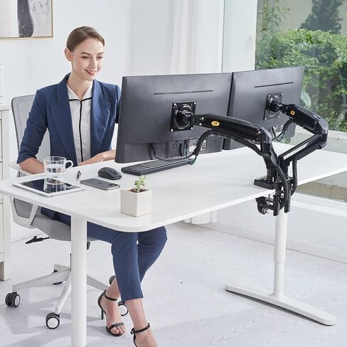 NB North Bayou Dual Monitor Desk Mount Stand Full Motion Swivel Computer Monitor Arm for Two Screens 17-27 Inch with 4.4~19.8lbs Load Capacity for Each Display F160 in Saudi Arabia