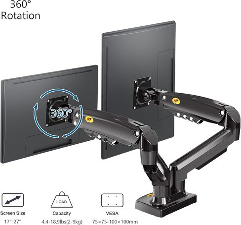 NB North Bayou Dual Monitor Desk Mount Stand Full Motion Swivel Computer Monitor Arm for Two Screens 17-27 Inch with 4.4~19.8lbs Load Capacity for Each Display F160 in Saudi Arabia