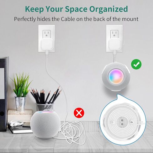 HomeMount متوافق مع Homepod Mini Wall Mount - ذاتي اللصق أو الحفر Home pod Mini Mount إدارة سلك مثالية Homepod Mini حامل لتوفير المساحة Homepod Mini Stand أبيض in Kuwait
