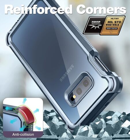 حافظة Dexnor Galaxy S10E مع واقي شاشة مدمج شفاف متين لكامل الجسم ومضاد للصدمات وظهر صلب وطبقة مزدوجة شديدة التحمل لهاتف Samsung Galaxy S10E-أزرق in Kuwait