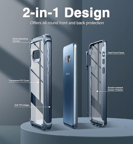 حافظة Dexnor Galaxy S10E مع واقي شاشة مدمج شفاف متين لكامل الجسم ومضاد للصدمات وظهر صلب وطبقة مزدوجة شديدة التحمل لهاتف Samsung Galaxy S10E-أزرق in Kuwait