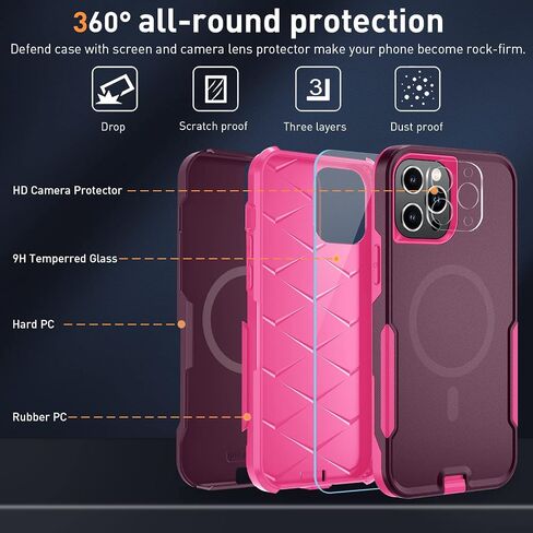 for iPhone 12 pro max Magnetic case [MIL-Grade Drop Tested & with MagSafe] Tempered Glass Screen Protector with Camera Lens Phone Case Cover for Phone 12 Pro Max 6.7 inch (Aqua) in Saudi Arabia