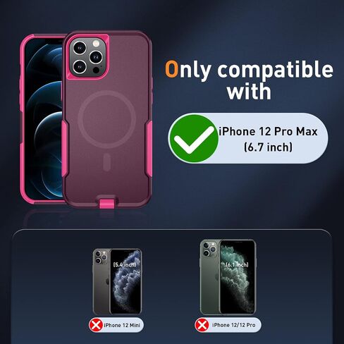 for iPhone 12 pro max Magnetic case [MIL-Grade Drop Tested & with MagSafe] Tempered Glass Screen Protector with Camera Lens Phone Case Cover for Phone 12 Pro Max 6.7 inch (Aqua) in Saudi Arabia