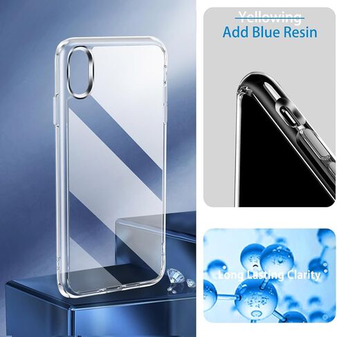 JJGoo متوافق مع حافظة iPhone X/iPhone Xs شفافة، حافظة هاتف شفافة مقاومة للصدمات لهاتف iPhone X/XS، غطاء واقٍ خلفي نحيف مضاد للخدش من البولي كربونات in Kuwait