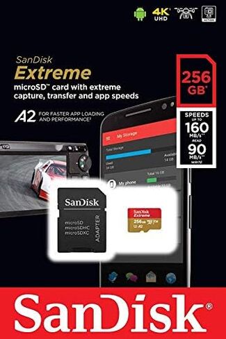 سانديسك بطاقة ذاكرة اكستريم UHS-I microSDXC بسعة 256 جيجابايت مع محول SD in Saudi Arabia