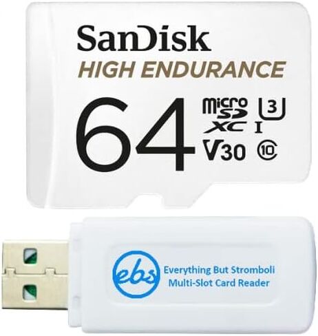 بطاقة ذاكرة MicroSDXC من SanDisk 64 جيجابايت عالية التحمل مع محول يعمل مع كاميرا ريكسنج داش V1, V1-4K, V5, V1GW (SDSQQNR-032G-GN6IA) مع (1) قارئ بطاقة مايكرو وSD in Saudi Arabia