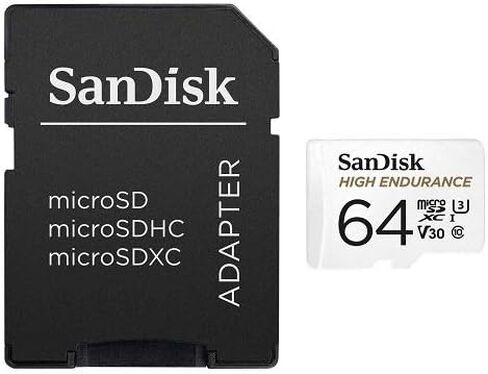 بطاقة ذاكرة MicroSDXC من SanDisk 64 جيجابايت عالية التحمل مع محول يعمل مع كاميرا ريكسنج داش V1, V1-4K, V5, V1GW (SDSQQNR-032G-GN6IA) مع (1) قارئ بطاقة مايكرو وSD in Saudi Arabia