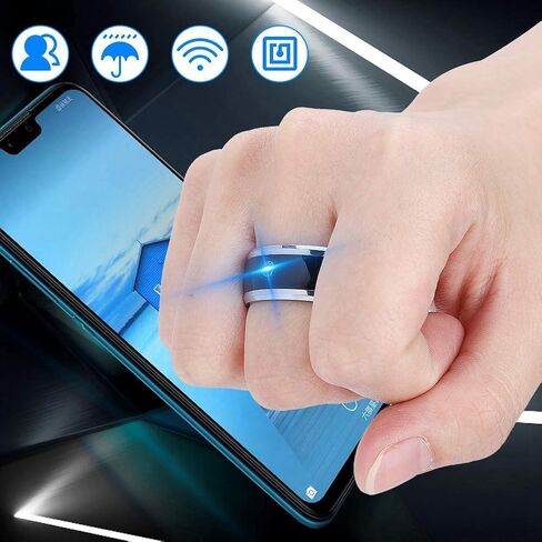 awstroe Smart Ring, Easy to Use NFC Smart Ring Metal Ring, Metal Material Universal Smart Ring, for Mobile Phone, Waterproof Multi-Functional Wearable Smart Ring, Fasion Ring for Men or Women in Kuwait