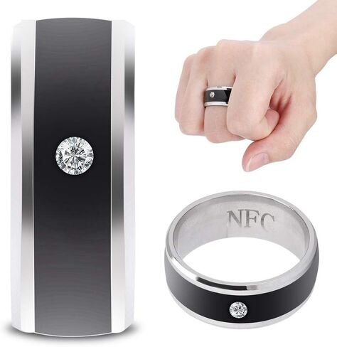 awstroe Smart Ring, Easy to Use NFC Smart Ring Metal Ring, Metal Material Universal Smart Ring, for Mobile Phone, Waterproof Multi-Functional Wearable Smart Ring, Fasion Ring for Men or Women in Kuwait