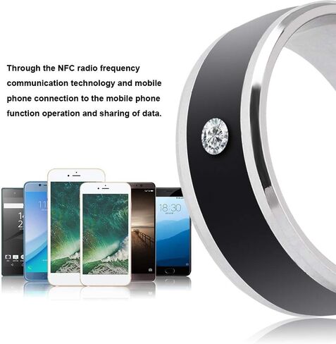 awstroe Smart Ring, Easy to Use NFC Smart Ring Metal Ring, Metal Material Universal Smart Ring, for Mobile Phone, Waterproof Multi-Functional Wearable Smart Ring, Fasion Ring for Men or Women in Kuwait