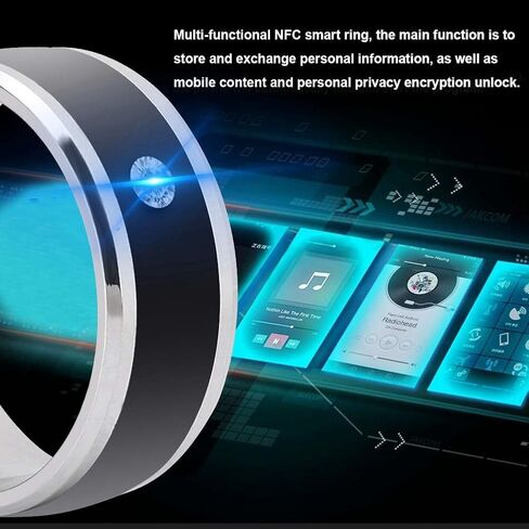 awstroe Smart Ring, Easy to Use NFC Smart Ring Metal Ring, Metal Material Universal Smart Ring, for Mobile Phone, Waterproof Multi-Functional Wearable Smart Ring, Fasion Ring for Men or Women in Kuwait