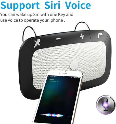 مكبر صوت بلوتوث 5.1 في السيارة مع مشبك قناع، يدعم التوجيه الصوتي Siri & Google Assistance، تشغيل تلقائي، مجموعات السيارة بدون استخدام اليدين in Kuwait