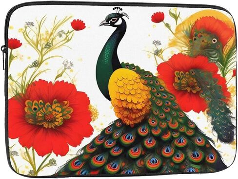 Peacock Red Flower Laptop Sleeve with Impact-Absorbing Polyester Foam Interior,&* 10 Inch Suitable for Tablets and Laptops. in Saudi Arabia