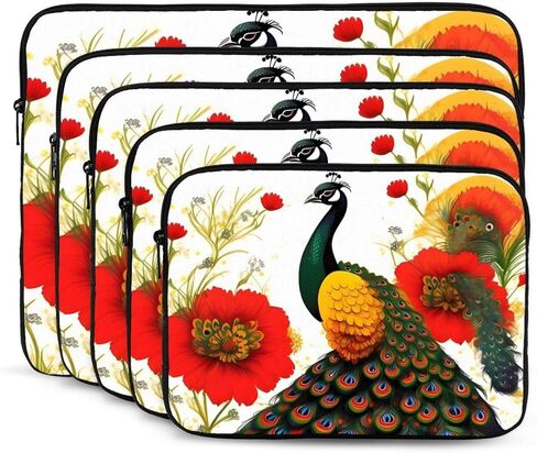 Peacock Red Flower Laptop Sleeve with Impact-Absorbing Polyester Foam Interior,&* 10 Inch Suitable for Tablets and Laptops. in Saudi Arabia