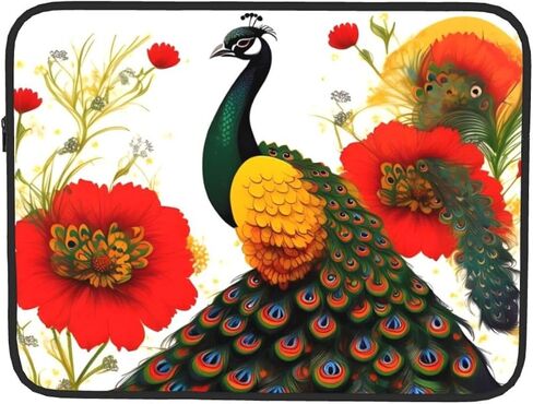 Peacock Red Flower Laptop Sleeve with Impact-Absorbing Polyester Foam Interior,&* 10 Inch Suitable for Tablets and Laptops. in Saudi Arabia