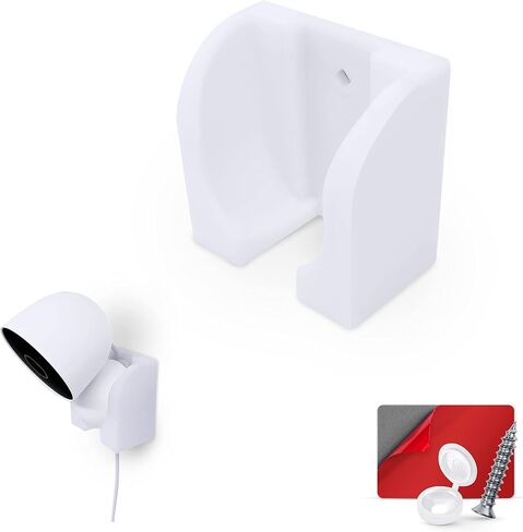 Wall Mount for Google Nest Wired 2nd Generation Security Camera - Adhesive & Screw-in, Easy Slot-in Design (White) by Brainwavz in Saudi Arabia