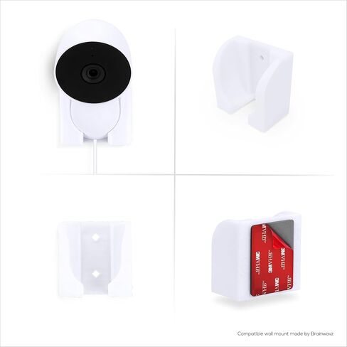 Wall Mount for Google Nest Wired 2nd Generation Security Camera - Adhesive & Screw-in, Easy Slot-in Design (White) by Brainwavz in Saudi Arabia