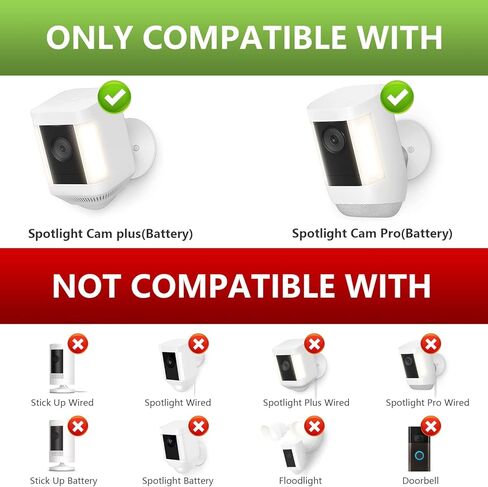 UYODM 2Pack Wall Mount Holder for Ring Spotlight Cam Plus/Pro Battery,360°Rotation Security Mounting Bracket for Ring Cam with 1/4 Screw Thread,Camera Not Included (White) in Kuwait