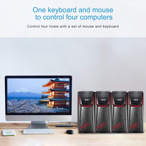 محول HDMI KVM 4 منافذ 4K@60 هرتز، محول MLEEDA KVM مع وظيفة الصوت وARC، 4 أجهزة كمبيوتر تشارك مجموعة واحدة من شاشة ماوس Keyborad و4 أجهزة USB، مع مفتاح Hotkey وجهاز تحكم عن بعد in Kuwait