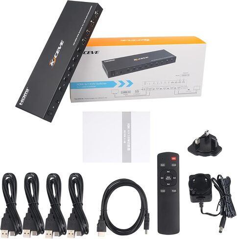 محول HDMI KVM 4 منافذ 4K@60 هرتز، محول MLEEDA KVM مع وظيفة الصوت وARC، 4 أجهزة كمبيوتر تشارك مجموعة واحدة من شاشة ماوس Keyborad و4 أجهزة USB، مع مفتاح Hotkey وجهاز تحكم عن بعد in Kuwait