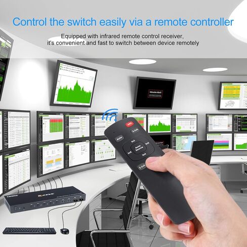 محول HDMI KVM 4 منافذ 4K@60 هرتز، محول MLEEDA KVM مع وظيفة الصوت وARC، 4 أجهزة كمبيوتر تشارك مجموعة واحدة من شاشة ماوس Keyborad و4 أجهزة USB، مع مفتاح Hotkey وجهاز تحكم عن بعد in Kuwait