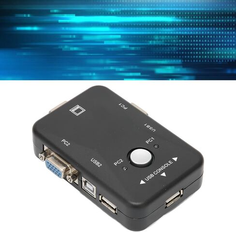 محول USB 2.0 Kvm مع توصيل وتشغيل منافذ مزدوجة، صورة فائقة الدقة 1920X1440 دقيقة وحيوية، مصنوعة من مادة ABS مناسبة لـ Dos، Win3.X، Win95 98 98SE 2000 ME XP in Kuwait